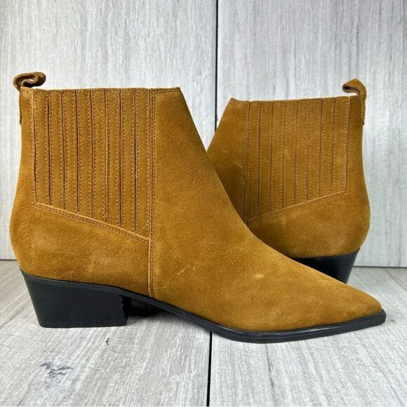 Marc Fisher Yarita Brown Suede Leather Pointed Ankle Booties Women’s Size 8 M - Picture 2 of 10